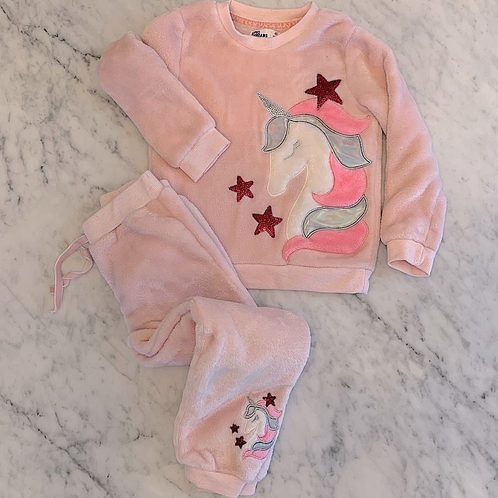 Epic Threads pink fleece unicorn track suit size 4